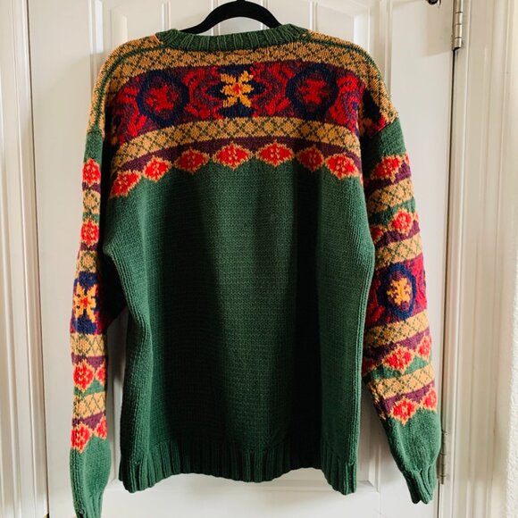 Tommy Hilfiger Mens Vintage 90s Paisley Geometric Floral Chunky Knit Sweater - Picture 6 of 14